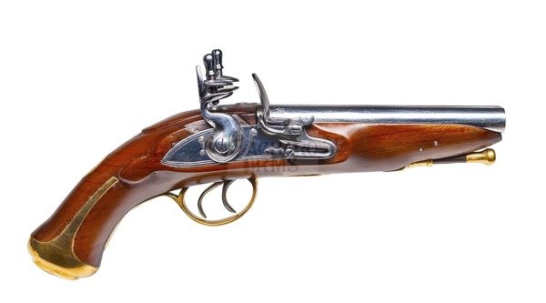 Double barrel flintlock pistol